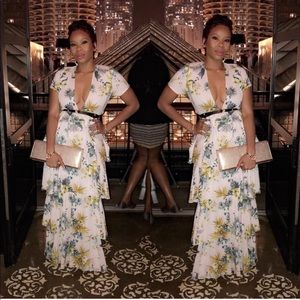 Misguided Plunge Tiered Maxi Dress